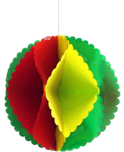 Decoratiebal rood/geel/groen brandvertragend 50cm