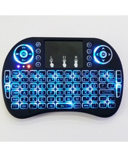mini i8+ backlight wireless mediacenter toetsenbord met Multi-Touch muis - Zwart - QWERTY voor o.a. Raspberry Pi, Console, Smart TV. Draadloos keyboard