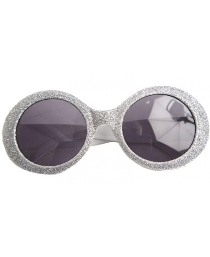 Zilveren disco bril met glitters