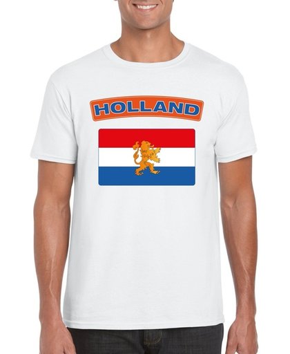 Nederland t-shirt met Nederlandse vlag wit heren - maat XL