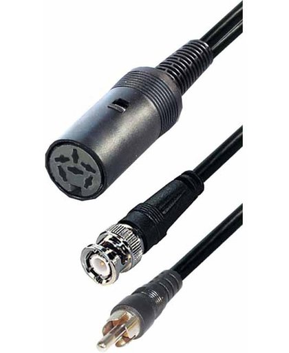 Adapter kabel BNC en RCA mannelijk - DIN 6pins vrouwelijk - 0,20 meter