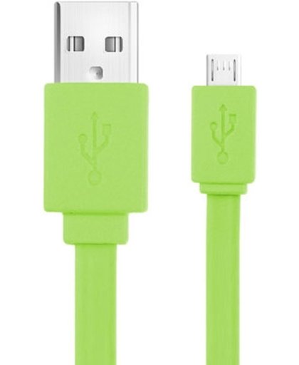 Noodle Style Micro 5 Pin USB Data Transfer / Laad, geschikt voor Samsung Galaxy S IV / i9500, HTC One / M7, Nokia Lumia 925 / 920 / 520, LG Optimus G Pro, Lengte: 1m (groen)
