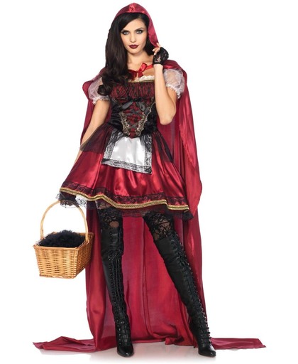 Luxe Roodkapje kostuum met lange cape | Verkleedkleding dames maat M (38)