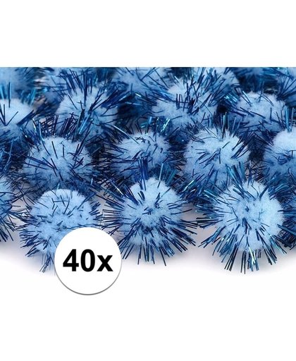 40x lichtblauw knutsel pompons 20 mm