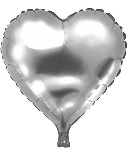Folie helium ballon zilveren hart 49 cm