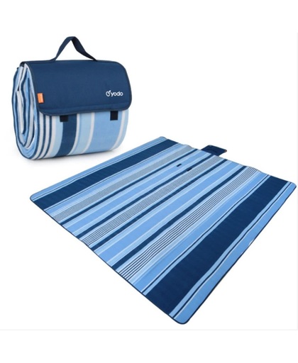 Yodo Picknickkleed waterbestendig - 200 x 200cm - Cyan Blue Stripes