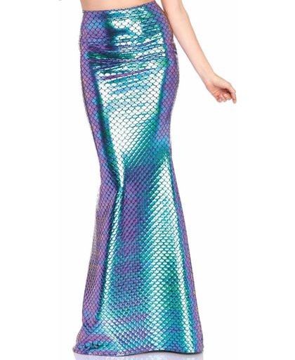 Leg Avenue 86710 Glanzende lange mermaid zeemeermin rok met schubben patroon blauw - M - Leg Avenue