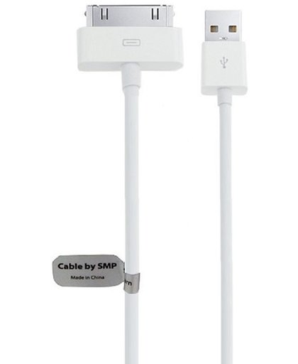 2x 1 meter Apple Dockconnector Apple iPad 1 - Apple iPad 2 - Apple iPad 3 - Apple iPhone 3G - iPhone 3Gs - Apple iPhone 4 - Apple iPhone 4s USB kabel. Laadsnoer wit, 1 jaar garantie op breuk en werking.