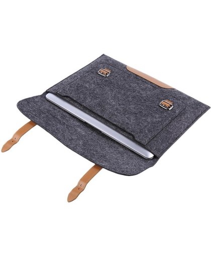 Vilten Soft Sleeve Vilten Soft Sleeve Voor De Laptop & Apple Macbook Air / Pro (Retina) 13 Inch - 13.3" Case - Bescherming Cover Hoes - Zwart Grijs