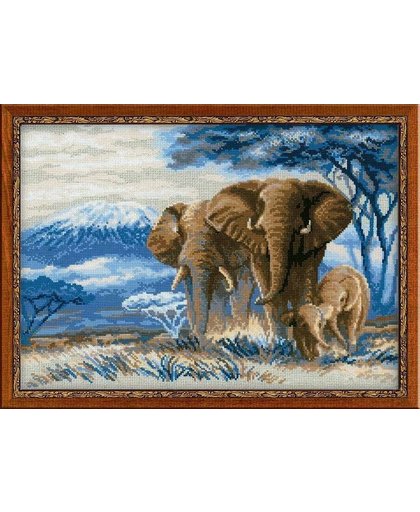 Borduurpakket olifanten in de savanne