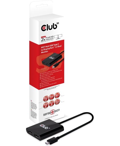 CLUB3D MST Hub USB3.1 (Gen1) Type C to DisplayPort™ 1.2 Dual Monitor