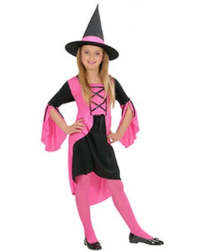 Halloween Heksen kostuum roze kinderen 128