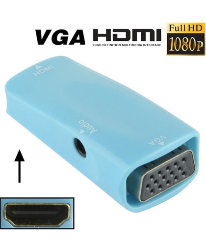 Full HD 1080P HDMI vrouwtje naar VGA en Audio Adapter voor HDTV / Monitor / Projector (blauw)