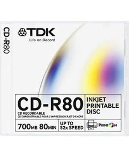 TDK CD-R Inkjet Printable CD-R 700MB ((( 4-stuks + 1 gratis )))