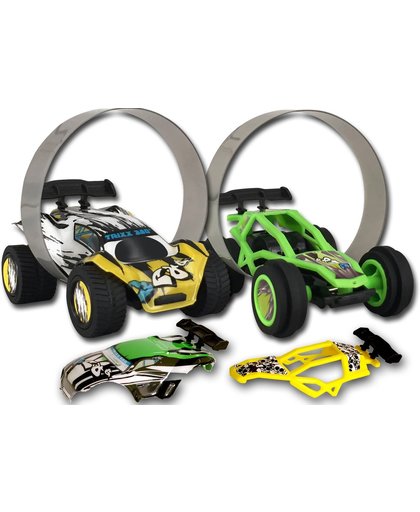 Trixx 360 2 Stuntcars (groen/geel) incl. Stuntramp bocht