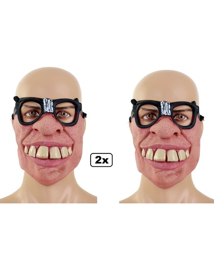 2x Half masker nerd met bril