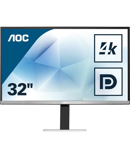AOC Pro-line U3277FWQ computer monitor 80 cm (31.5") 4K Ultra HD LED Flat Mat Zwart, Zilver