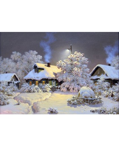 Diamond Painting - Huisjes in de sneeuw - winterlandschap - Gedeeltelijke painting - 30x40 cm - Handig en mooi