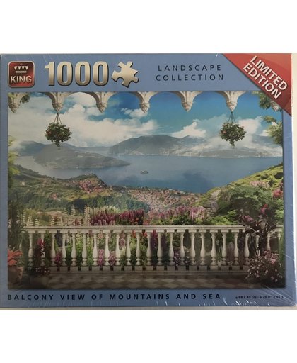 King puzzel 1000 stukjes landscape collection balcony view with mountains and sea, balkon uitzicht met bergen en zee