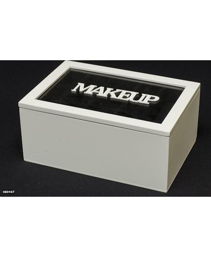 Make-up kist hout wit 26x18x11,5 cm
