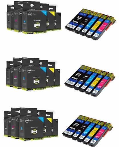 Inktmedia® - Inktcartridge - Alternatief voor de  Epson 26XL serie, 3x Set 4 Pak. Zwart groot, Zwart klein, Cyaan, Magenta, Geel inktmedia® huismerk