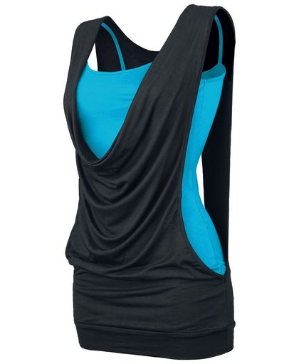 Forplay Open Double Layer Girls top zwart-turquoise