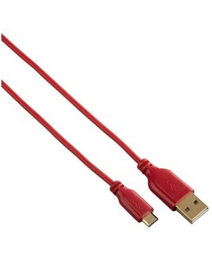 Hama Super Soft 3m USB A Micro-USB A Mannelijk Mannelijk Rood USB-kabel