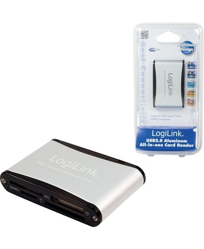 LogiLink Cardreader USB 2.0 external Alu geheugenkaartlezer