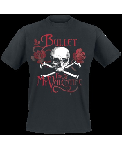 Bullet For My Valentine Roses & Skull T-shirt zwart