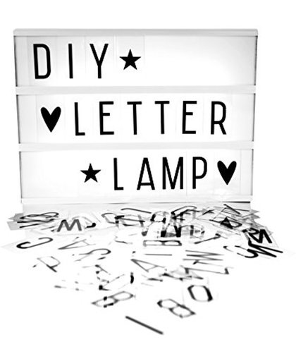 LED Lightbox A4 - Cinema Lichtbox - Licht Letterbak Met 85 Letters & Symbolen Set - Tekst Lichtbak Letterbox - Zwart/Wit