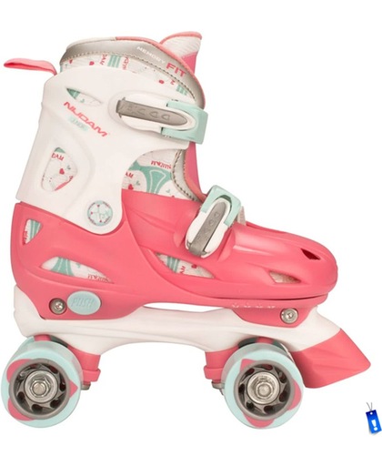 Rolschaatsen Rollerskates - Meisjes Verstelbaar - Roze/Wit/Grijs - Maat 34-37