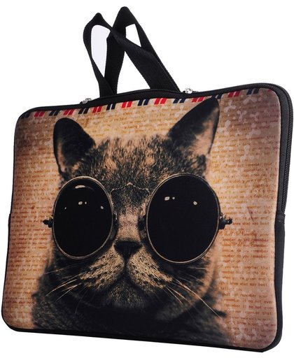 Mobigear Nylon Laptop Sleeve / Tas 13.3 inch Sunglasses Cat