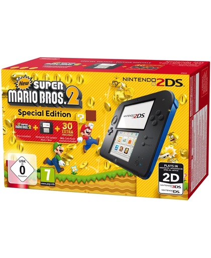 Nintendo 2DS zwart-blauw incl. New Super Mario Bros. 2