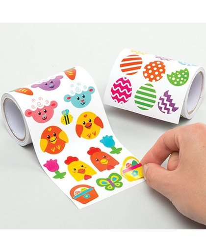 Voordeelpak stickerrollen met paasmotief   Een creatief knutsel- en decoratieproduct voor kinderen (600 stuks per verpakking)