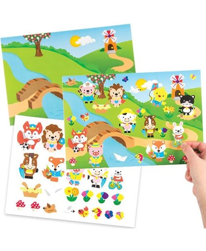 Stickersets met afbeeldingen van dieren in de lente voor kinderen om te ontwerpen, maken en presenteren   Creatieve knutselset voor kinderen (4 stuks per verpakking)