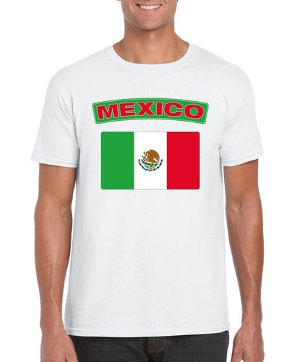 Mexico t-shirt met Mexicaanse vlag wit heren - maat M