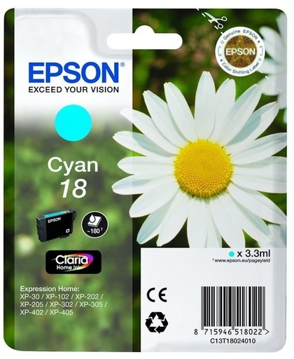 Epson C13T18024022 inktcartridge Cyaan 3,3 ml 180 pagina's