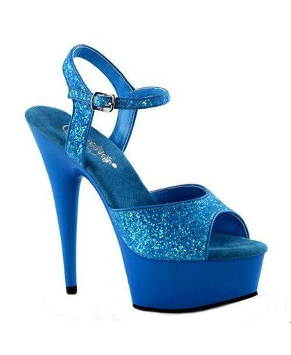 Neon blauwe glitter sandalen Caydence 39