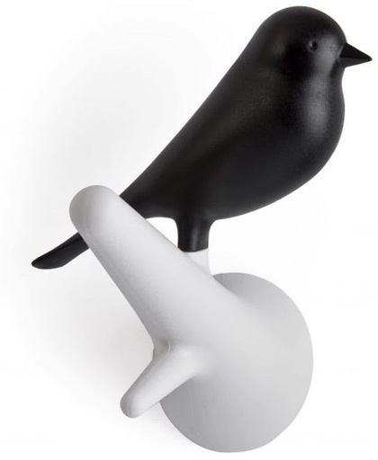 Qualy ophanghaakjes vogel Sparrow - Kleur - Wit - Zwart