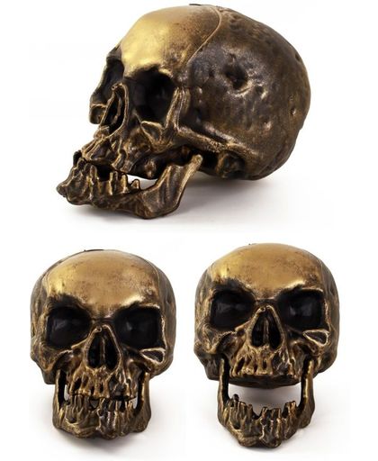 Skelet hoofd goud 18cm