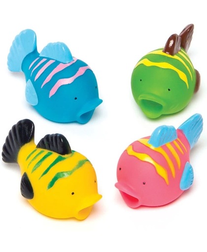 Speelgoed waterspuwers tropische vissen feestartikelen voor kinderen ideaal om cadeau te geven (4 stuks)