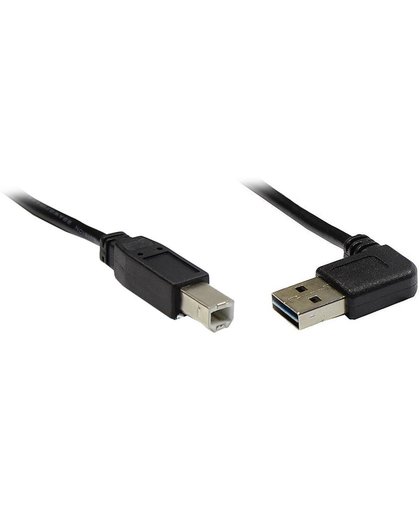 Alcasa USB 2.0 A/B, 3m 3m USB A USB B Mannelijk Mannelijk Zwart USB-kabel
