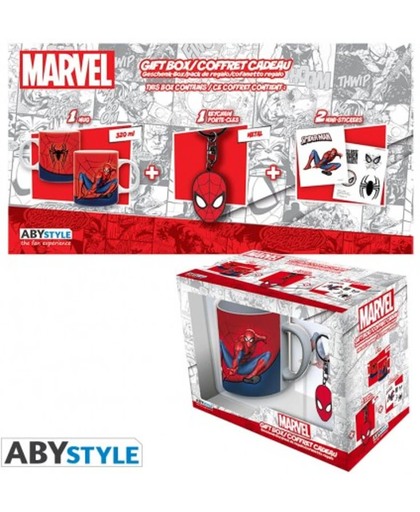 Spiderman  - Cadeauset -  Mok320ml + Sleutelhanger  +2 mini Sticker - MARVEL
