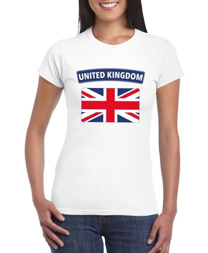 Engeland t-shirt met Groot Brittannie vlag wit dames S