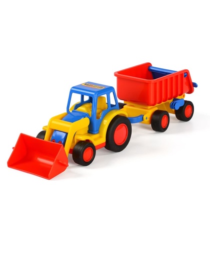 Wader Basics Tractor met Shovel en Trailer