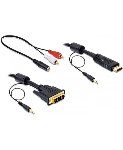 Delock - HDMI - DVI Beeldscherm Kabel - met audio - zwart - 5 meter