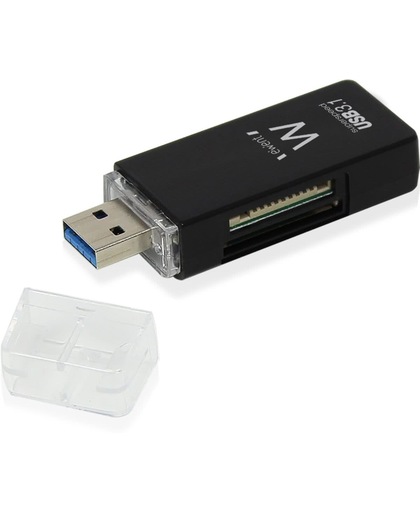 Ewent EW1072 USB 3.0 (3.1 Gen 1) Type-A Zwart geheugenkaartlezer