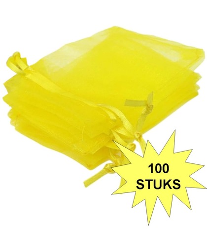Fako Bijoux® - Organza Zakjes - 7x9cm - Geel - 100 Stuks