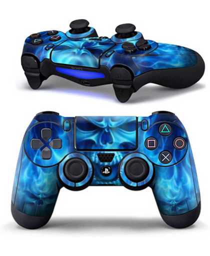 Blue skull Dualshock skin PS4 / Blauwe vlammen controller sticker playstation 4