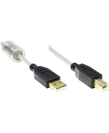 Alcasa GCT-1444 3m USB A USB B Mannelijk Mannelijk Transparant USB-kabel